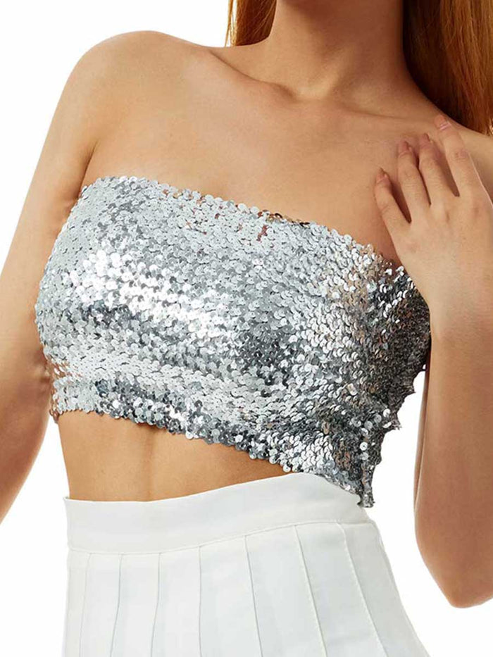 Silver Sequin Tube Top