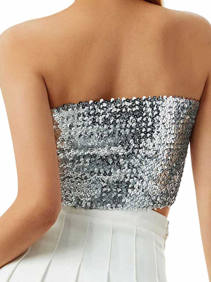 Silver Sequin Tube Top