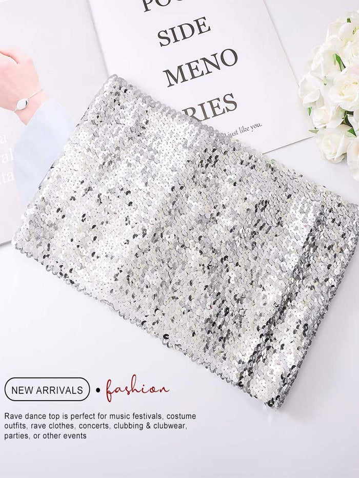 Silver Sequin Tube Top