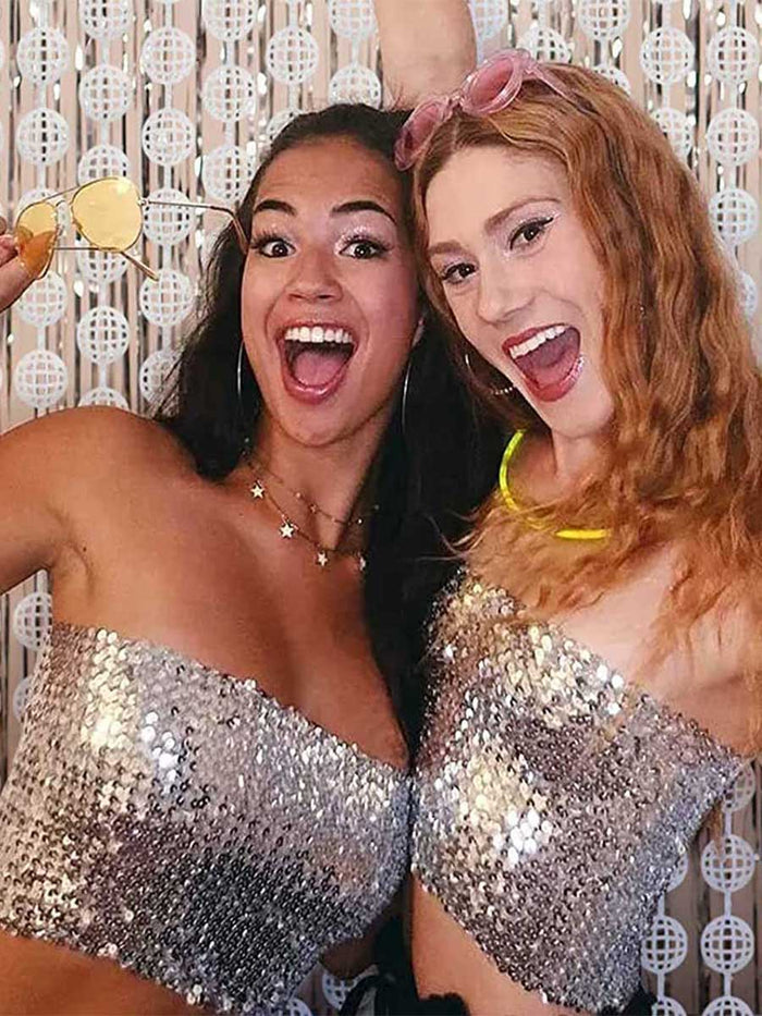 Silver Sequin Tube Top