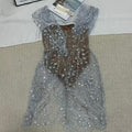 Silver Strapless Sequin Gown