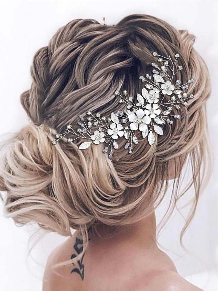 Silver Wedding Vine Flower Crystal Hair Accessories