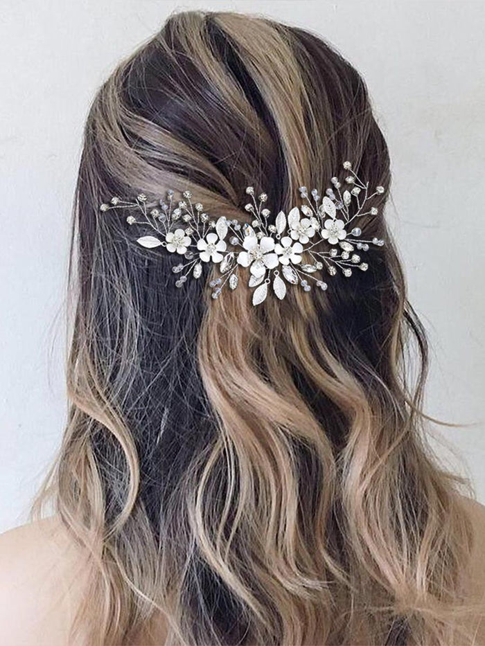 Silver Wedding Vine Flower Crystal Hair Accessories