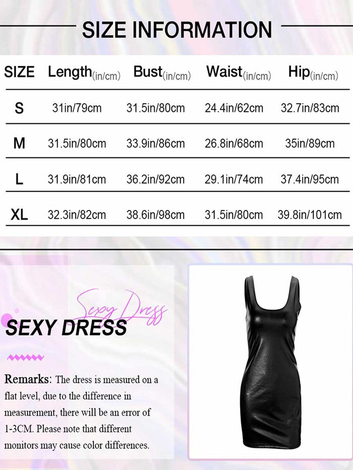 Simple Black Reflective Mini Dress