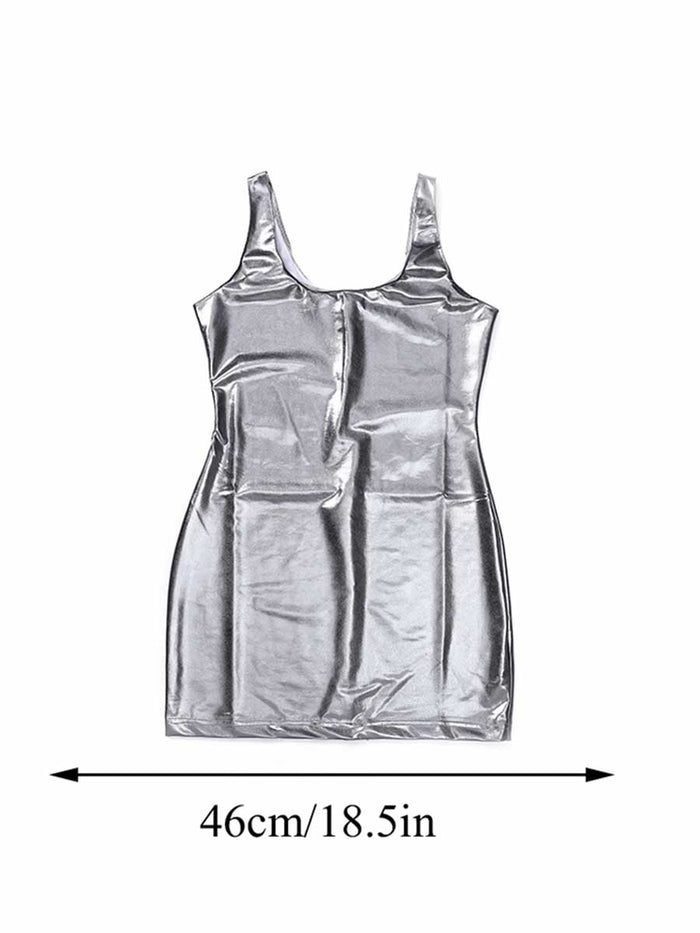 Simple Silver Reflective Mini Dress