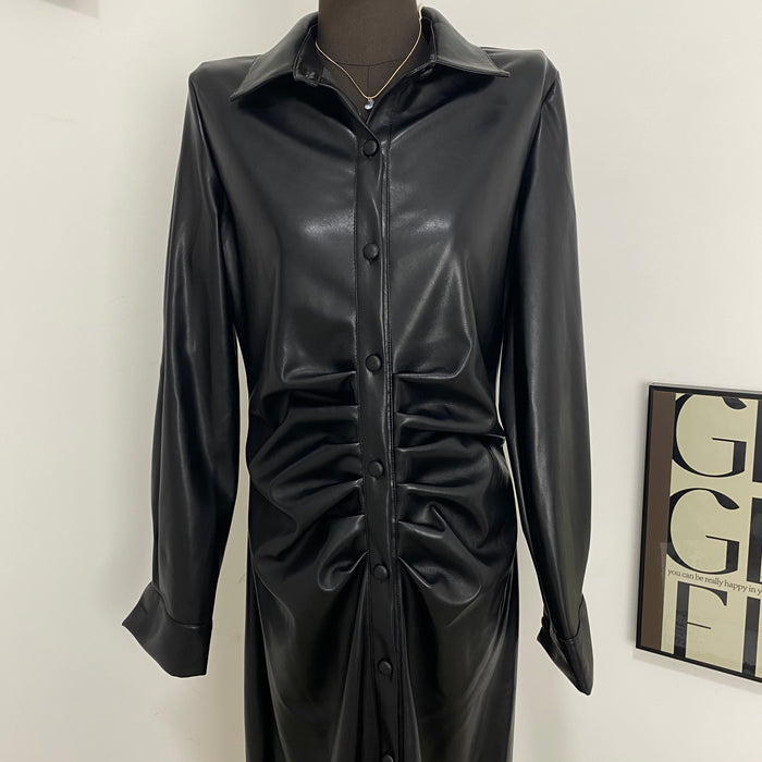 Single-Breasted Ruched Dress