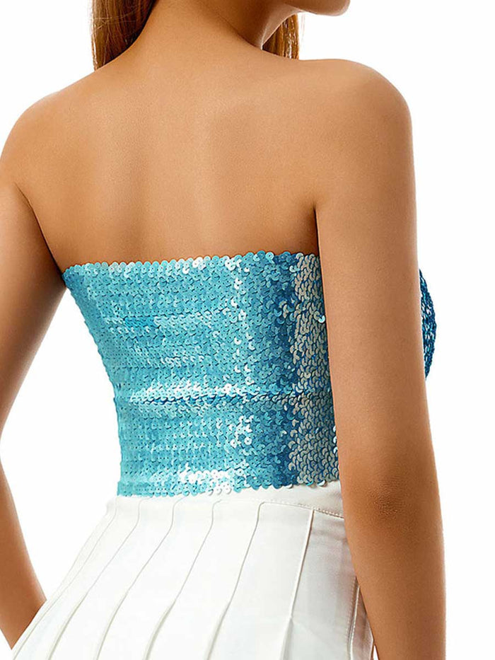 Sky Blue Sequin Bandeau Top