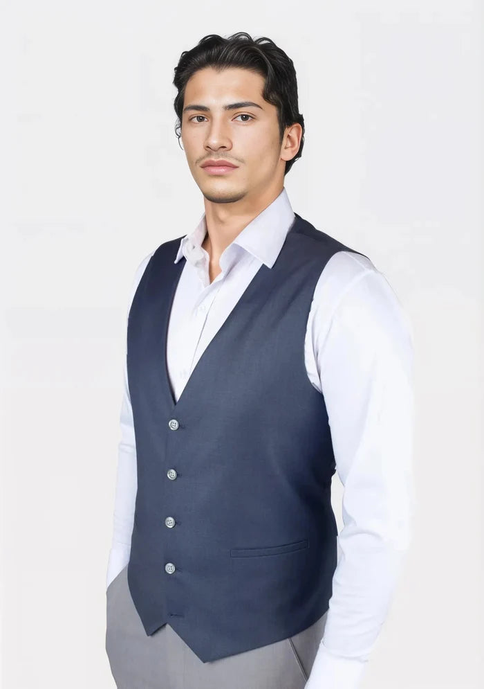 Slate Grey Twill Vest - SARTORO