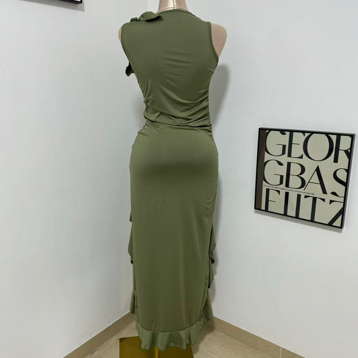Sleeveless Long Round-Neck Dress