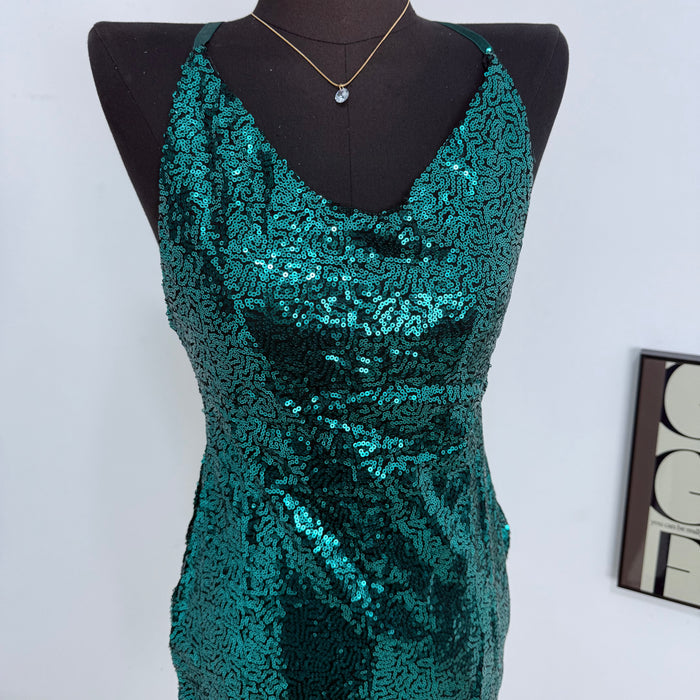 Sleeveless Sequined Backless Dress