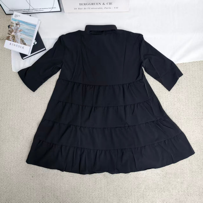 Slim-fit patchwork pleated dress