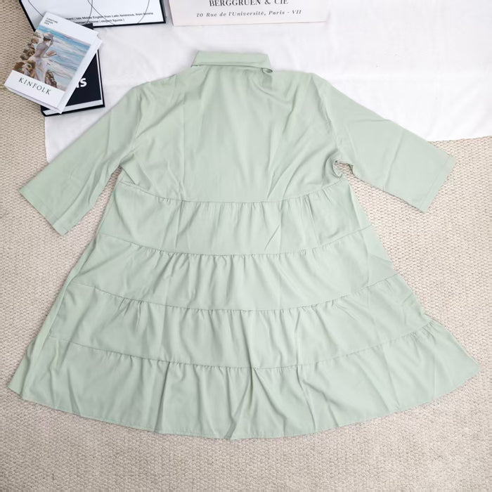 Slim-fit patchwork pleated dress