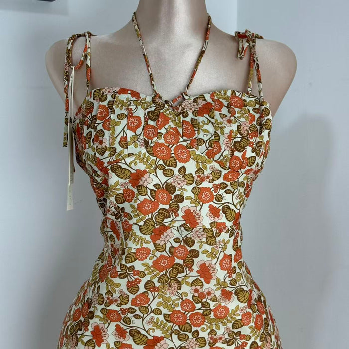 Slimming Printed Spaghetti-Strap Dress