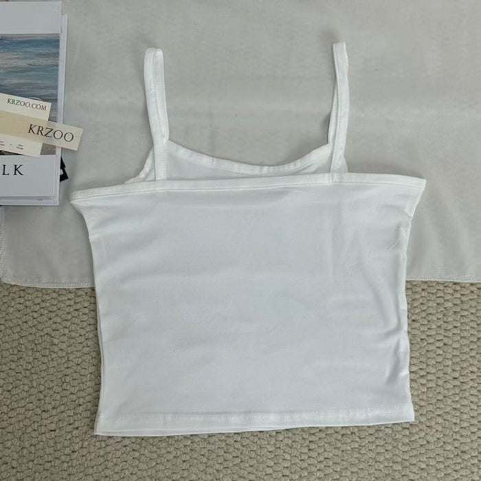Small fish print short-sleeved halter top