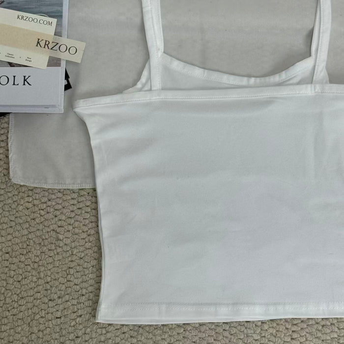 Small fish print short-sleeved halter top