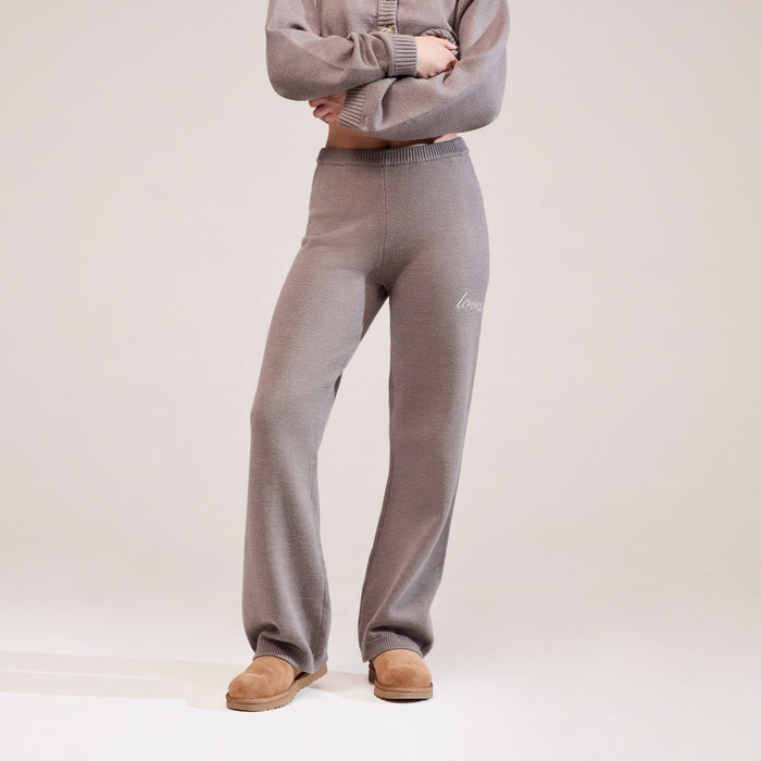 Soft Knit Wide Leg Trousers - Mocha