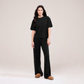 Soft Touch Wide Leg Lounge Set - Black