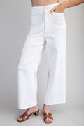Soft Washed Wide Leg Pants in Off White