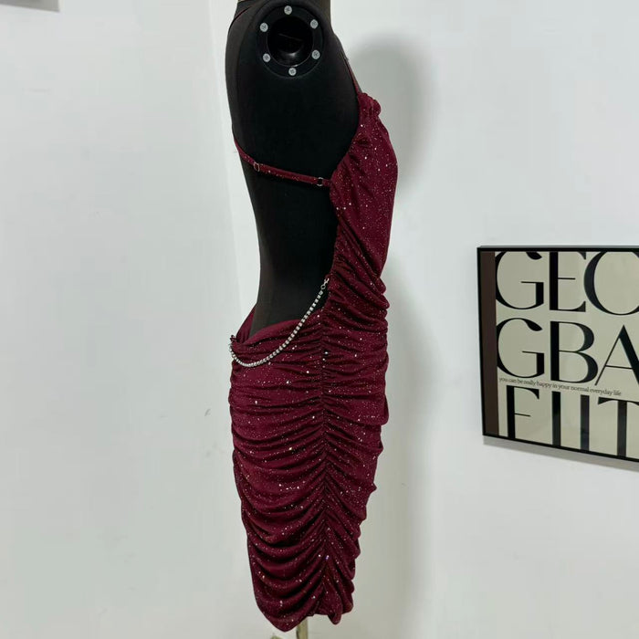 Solid-Color Halter Dress