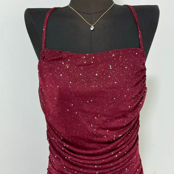 Solid-Color Halter Dress