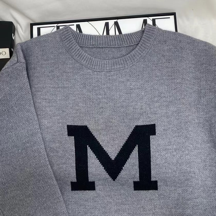 Solid Color Letter Sweater
