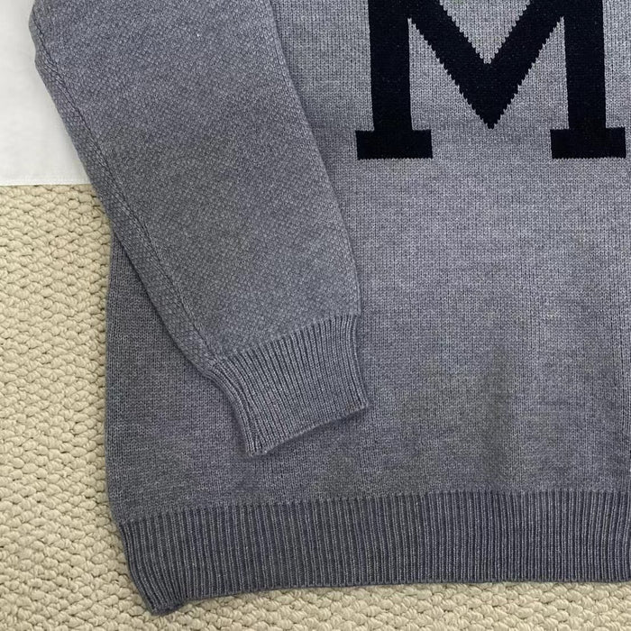 Solid Color Letter Sweater
