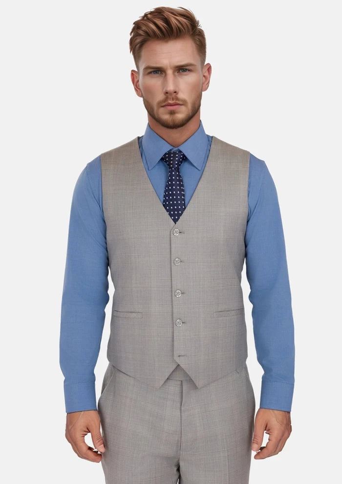Spanish Grey Checked Vest - SARTORO