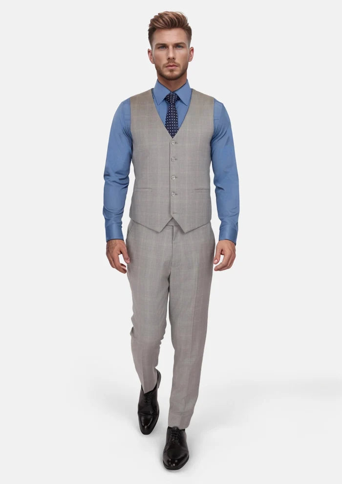 Spanish Grey Checked Vest - SARTORO