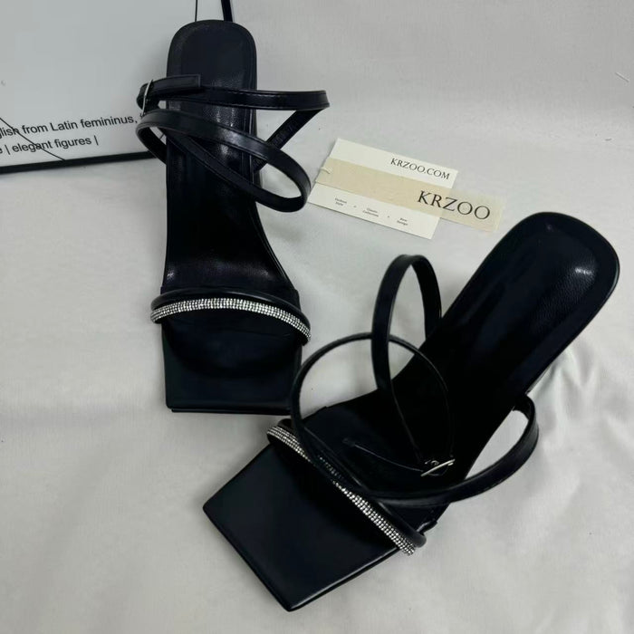 Sparkling Rhinestone Slide Sandals