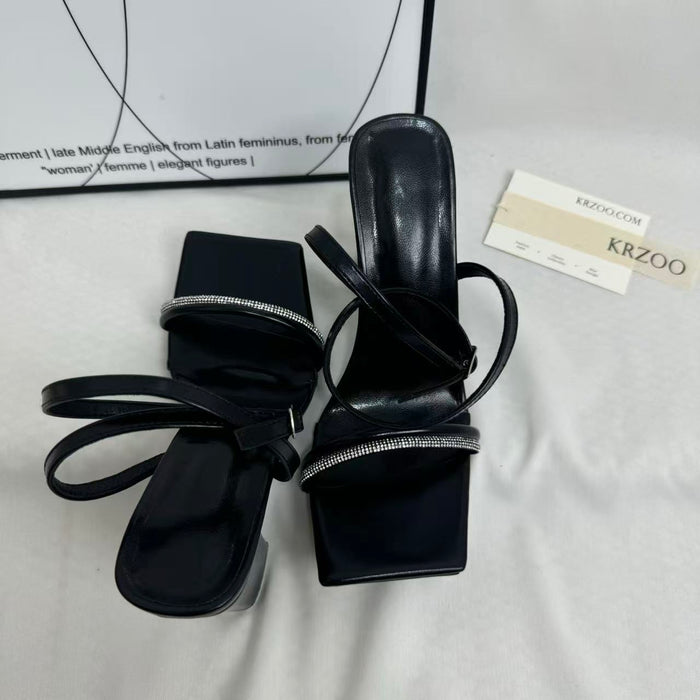 Sparkling Rhinestone Slide Sandals