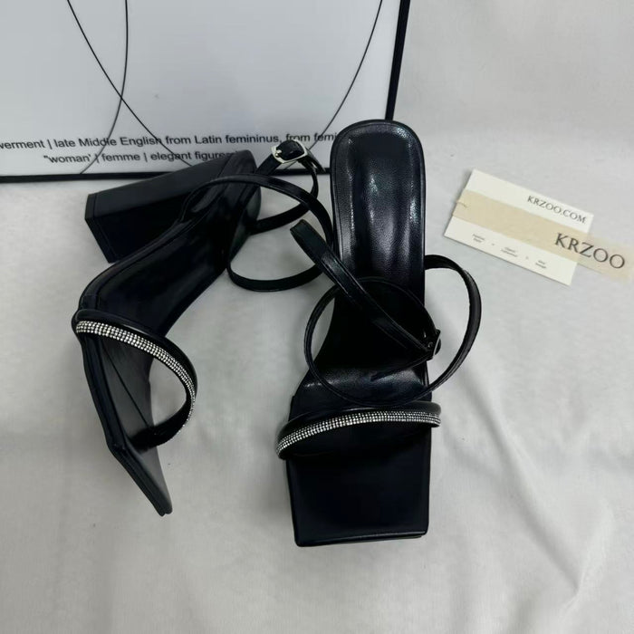Sparkling Rhinestone Slide Sandals