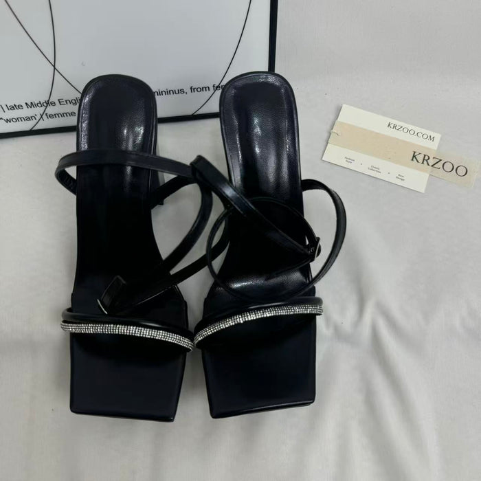 Sparkling Rhinestone Slide Sandals