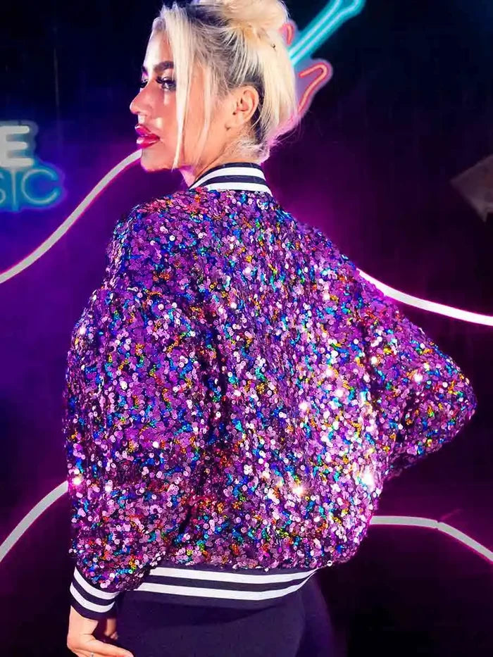 Sparkly Purple Jacket - Trendy Shiny Colorful Jackets