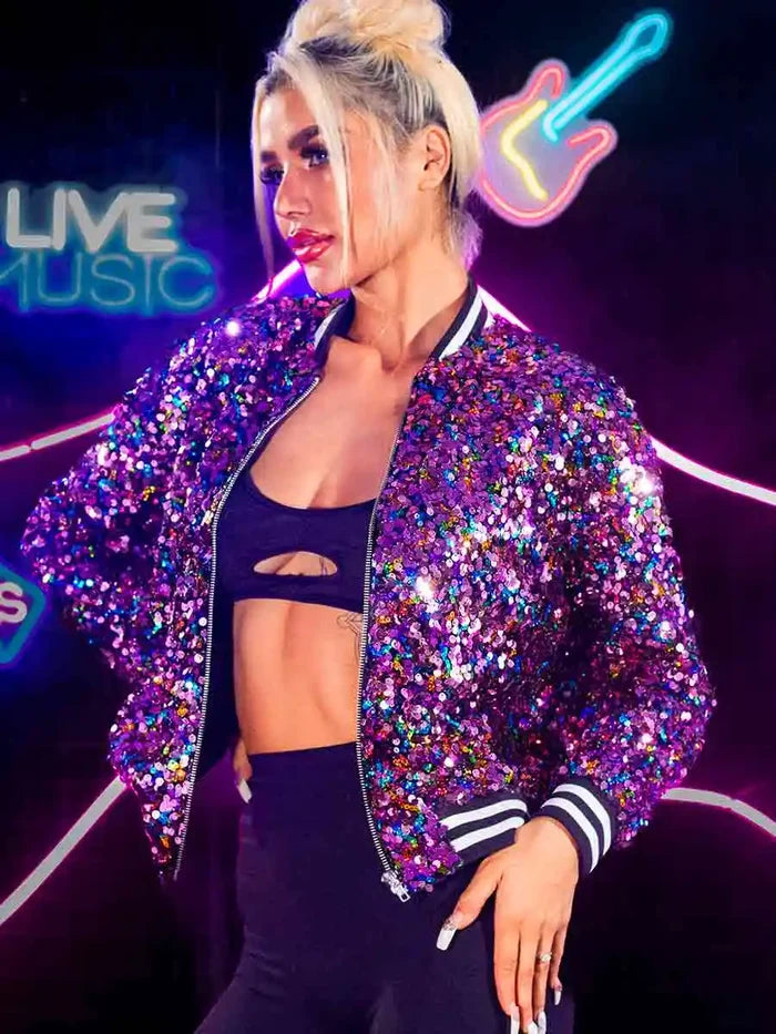Sparkly Purple Jacket - Trendy Shiny Colorful Jackets