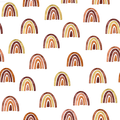 Pattern of multicolored rainbows on a white background