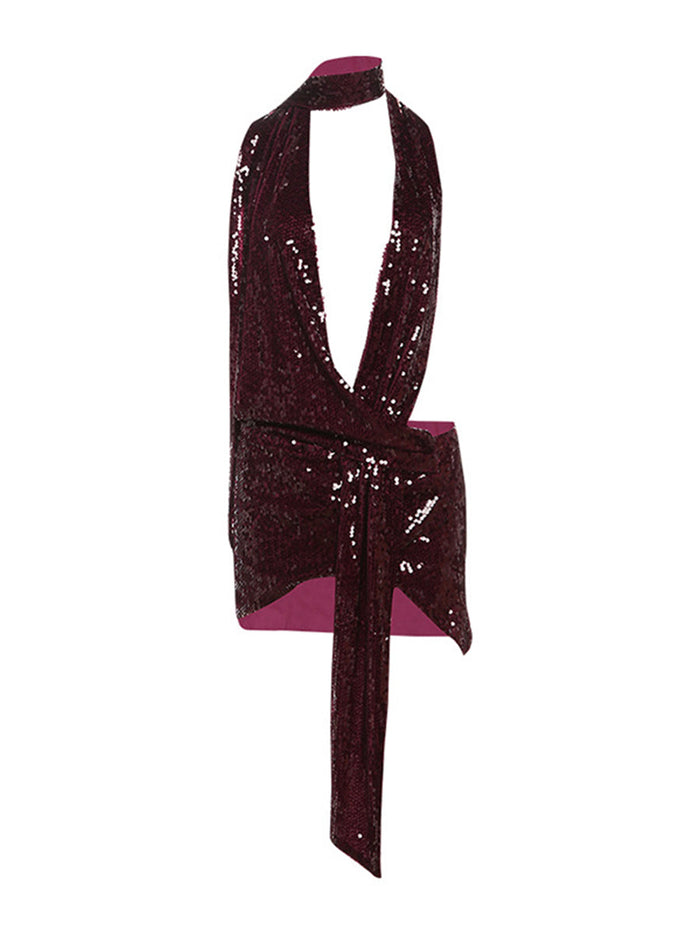 Spring/Summer Hot Girl Sexy Deep V Sequin Bodycon Dress