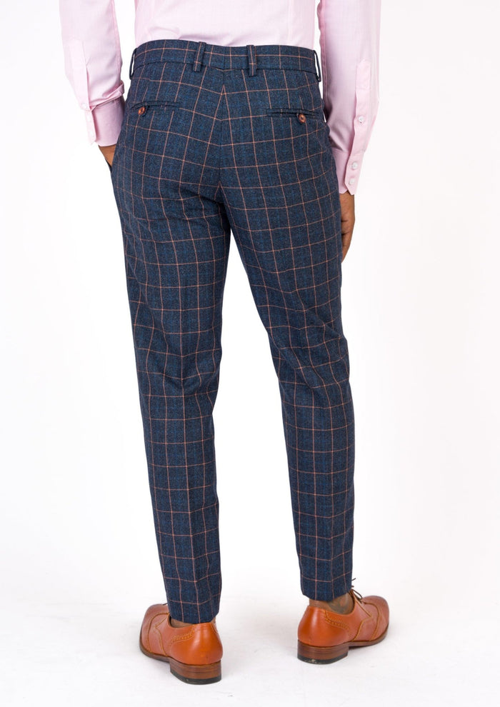 Spruce Blue Flannel Windowpane Pants - SARTORO