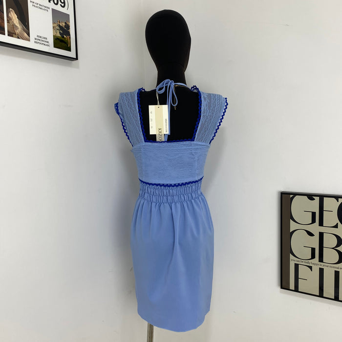Square Neck Pleated Dress