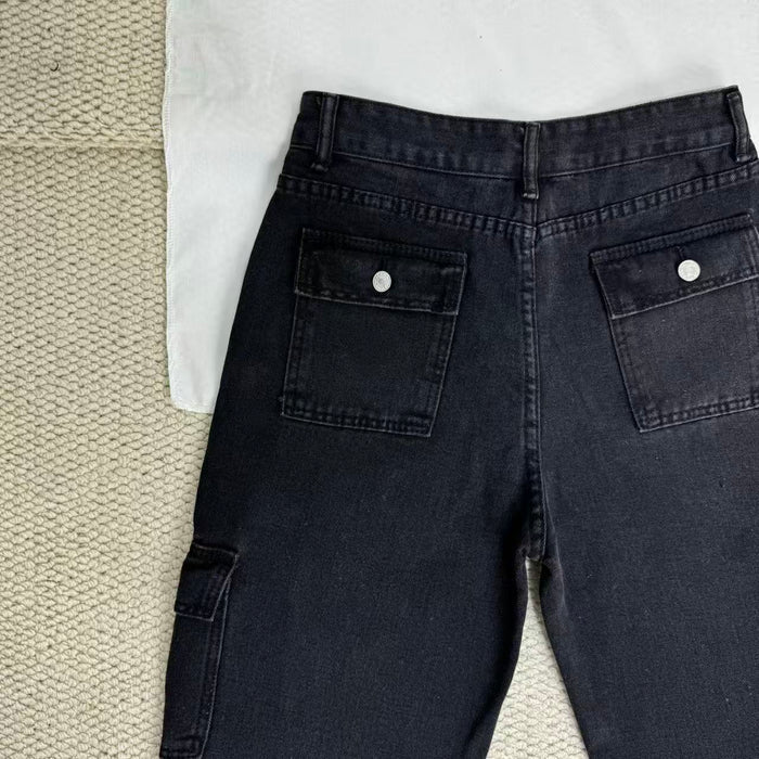 Stacked Straight-Leg Cargo Pants