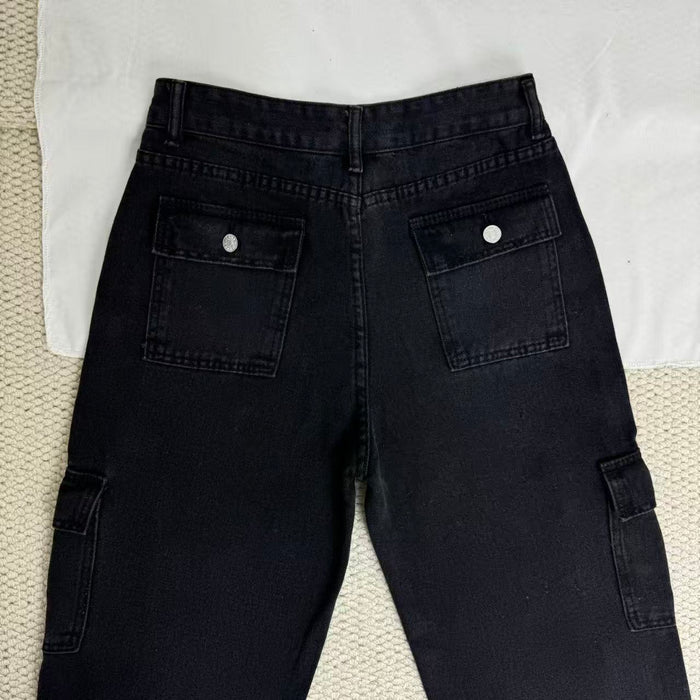 Stacked Straight-Leg Cargo Pants