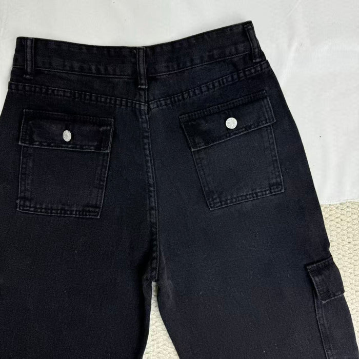 Stacked Straight-Leg Cargo Pants