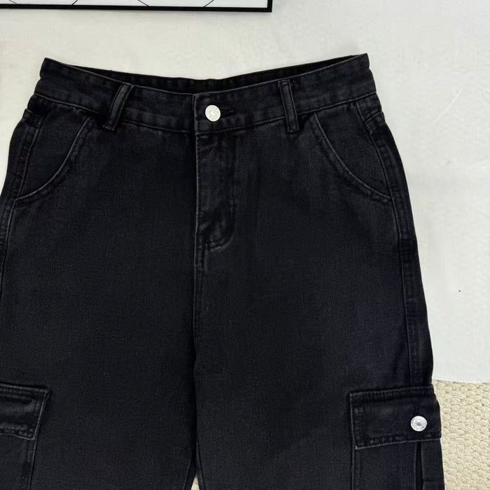 Stacked Straight-Leg Cargo Pants
