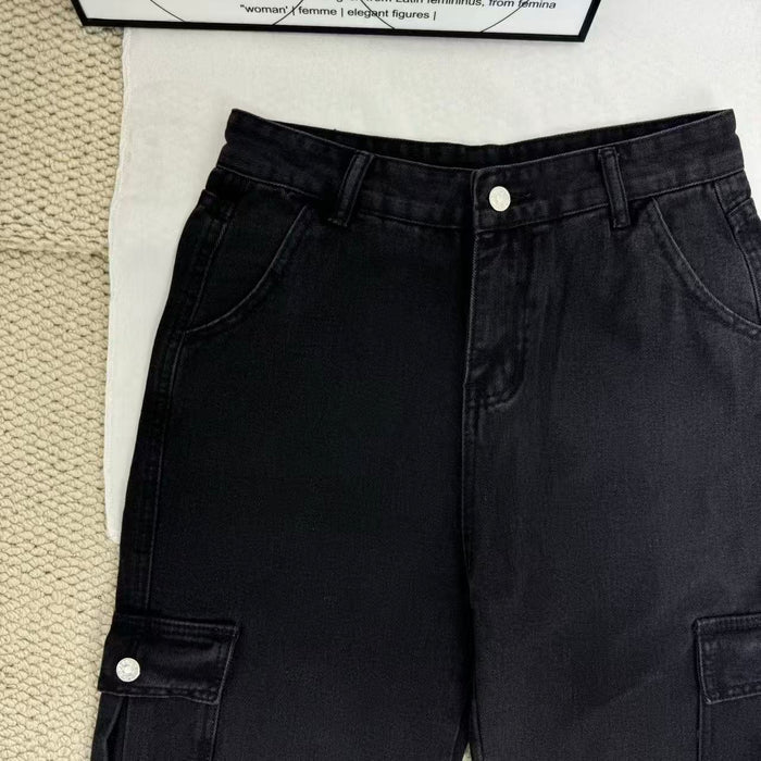 Stacked Straight-Leg Cargo Pants