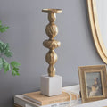 Stem Pillar Holder w/ Marble Base - Gold/White