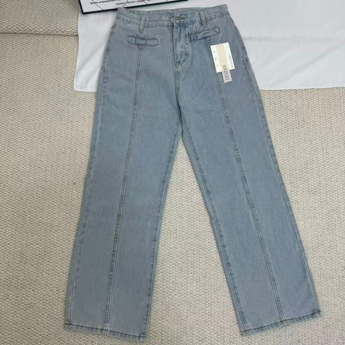 Straight-Leg Star-Patterned Floor-Length Trousers