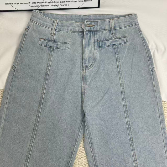 Straight-Leg Star-Patterned Floor-Length Trousers