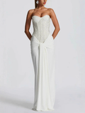 Strapless High-Waisted Fitted Tie-Up Dress