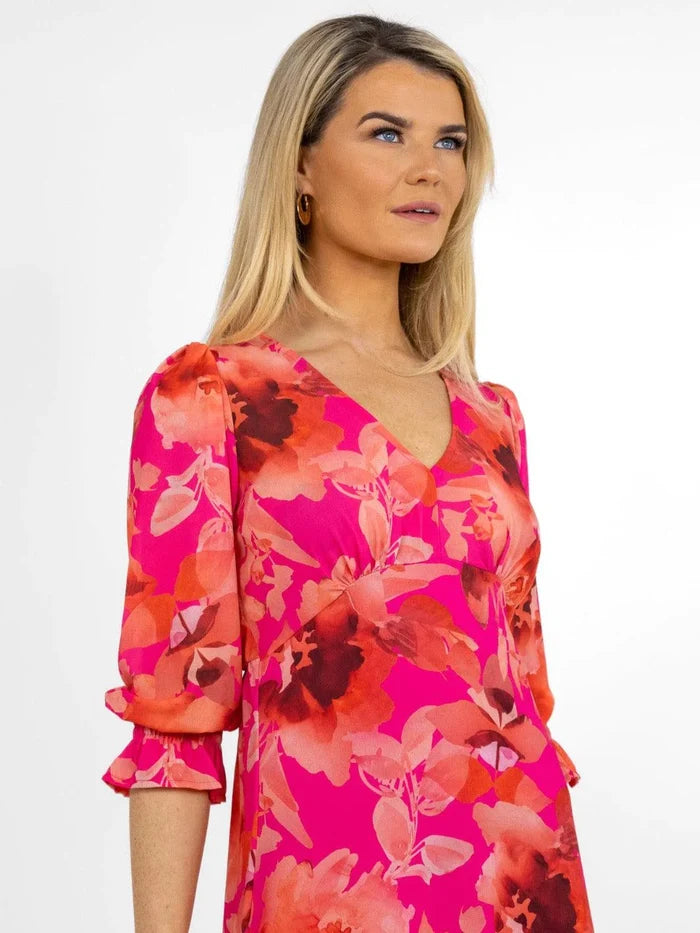 STREASA DRESS (PINK FLORAL PRINT)
