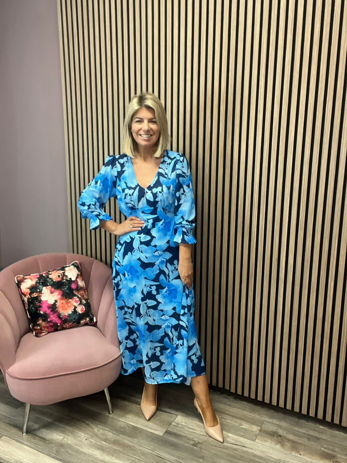 STREASA MIDI DRESS (NAVY/BLUE)