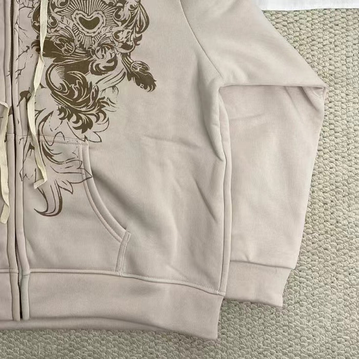 Street  Style Printed ip-Up Jacket